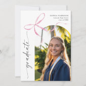 Invitation Graduation de script vertical en arc rose (Devant)