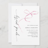 Invitation Graduation de script vertical en arc rose (Dos)