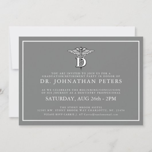 Invitation Graduation dentaire minimale|Invitation de retrait (Devant)