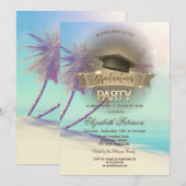 Invitation Graduation des palmiers de plage tropicaux (Devant / Derrière)