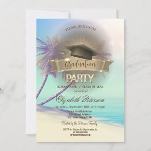 Invitation Graduation des palmiers de plage tropicaux