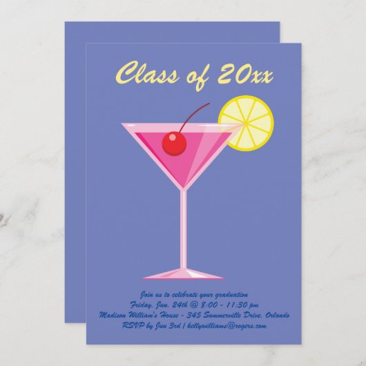 Invitation Graduation d'été - Violet (Devant / Derrière)
