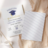 Invitation Graduation d'or bleu moderne simple