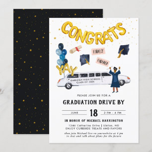 Invitation Graduation Drive By Parade Party   Limo blanc