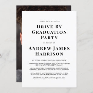 Invitation Graduation Drive By Party Minimal Photo moderne