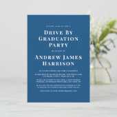 Invitation Graduation Drive By Party Moins de photo bleu (Debout devant)
