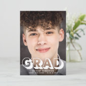 Invitation Graduation Drive By Party Photo Cool White Script (Debout devant)