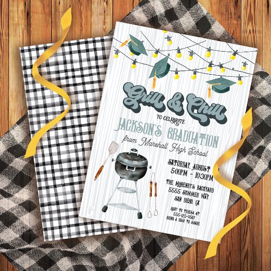 Invitation Graduation du barbecue Grill and Chill Partielleme