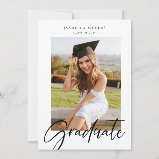 Invitation Graduation du collage photo de script moderne (Devant)
