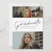 Invitation Graduation du collage photo de script moderne (Devant)