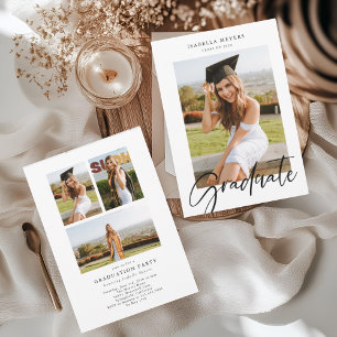 Invitation Graduation du collage photo de script moderne