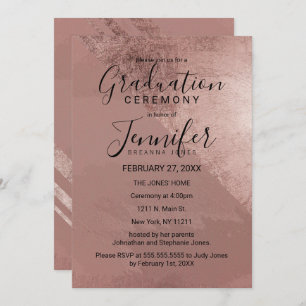 Invitation Graduation du triangle des Gold Faux Foil Rose mod
