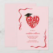 Invitation Graduation du Whimsical Heart Grad Party (Devant / Derrière)