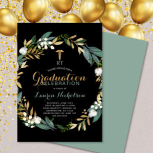 Invitation Graduation d'un thérapeute respiratoire de verdure