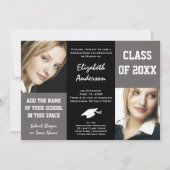 Invitation Graduation Elegant Grey and Black Young Woman (Devant)