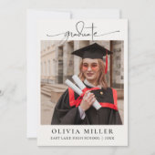 Invitation  Graduation Elegant Photo Handwritten Grad party (Devant)