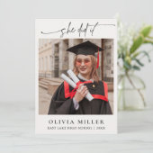 Invitation  Graduation Elegant Photo Handwritten Grad party (Debout devant)