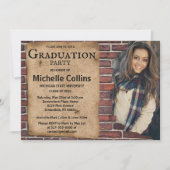Invitation Graduation en briques rustiques (Devant)