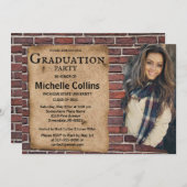 Invitation Graduation en briques rustiques (Devant / Derrière)