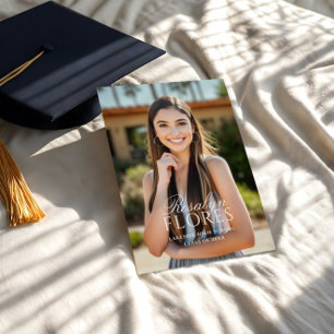 Invitation Graduation en calligraphie blanche classique
