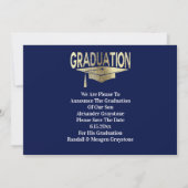 Invitation Graduation Enregistrer La Date Moderne Faux Gold B (Dos)