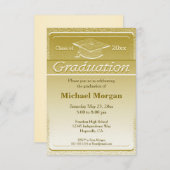 Invitation Graduation Faux Gold Metallic (Devant / Derrière)