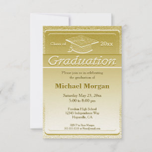 Invitation Graduation Faux Gold Metallic