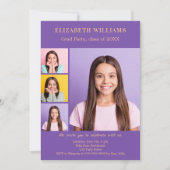 Invitation Graduation fête violet photo collage (Devant)