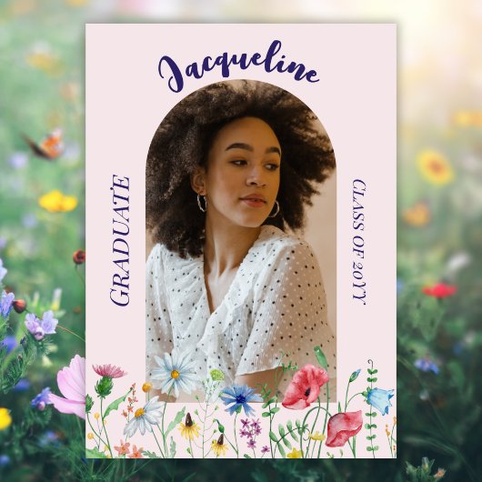 Invitation Graduation Fleur sauvage moderne 2025 Arch Photo