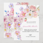 Invitation Graduation fleur sauvage rose (Devant / Derrière)