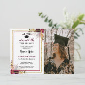 Invitation Graduation Floral Berry Gold Photo (Debout devant)