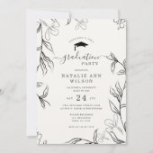 Invitation Graduation florale délicate à la main (Devant)