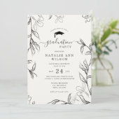 Invitation Graduation florale délicate à la main (Debout devant)