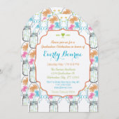Invitation Graduation florale du Mason Jar Pink Coral Aqua (Devant / Derrière)