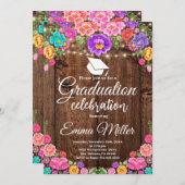 Invitation Graduation Florale Mexicaine (Devant / Derrière)