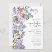 Invitation Graduation florale pourpre (Devant)