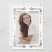 Invitation Graduation florale pourpre (Dos)