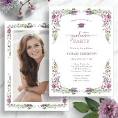 Invitation Graduation florale pourpre