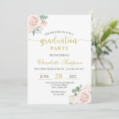 Invitation Graduation florale rose pâle rose (Debout devant)