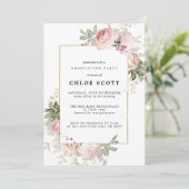 Invitation Graduation florale rose pâle rose (Debout devant)