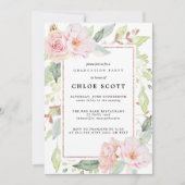 Invitation Graduation florale rose pâle rose (Devant)