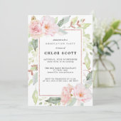 Invitation Graduation florale rose pâle rose (Debout devant)