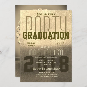 Invitation Graduation Fun Gold Foil Metallic
