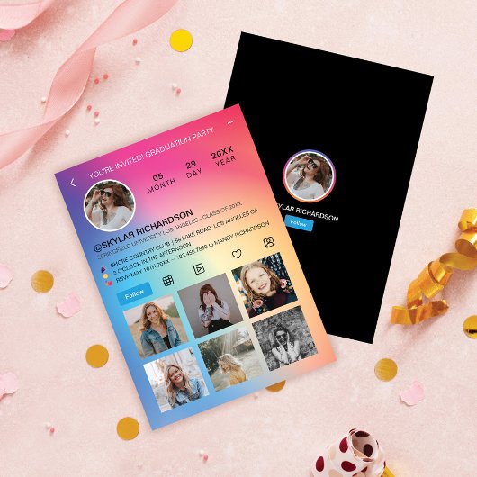 Invitation Graduation Fun Instagram Social Media Grad Party