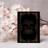 Invitation Graduation géométrique noir foncé Gatsby or