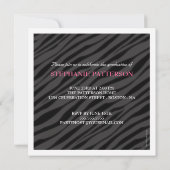 Invitation Graduation Glamor Girl Zebra Imprimer avec le rose (Dos)