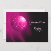 Invitation Graduation Glamour Pink Party Disco Ball (Devant)
