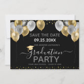 Invitation Graduation Gold Black Enregistrer la date Invitati (Devant)