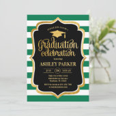 Invitation Graduation - Gold Black Green Grandes Blancs (Debout devant)
