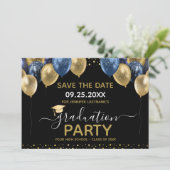 Invitation Graduation Gold Blue Enregistrer la date Invitatio (Debout devant)